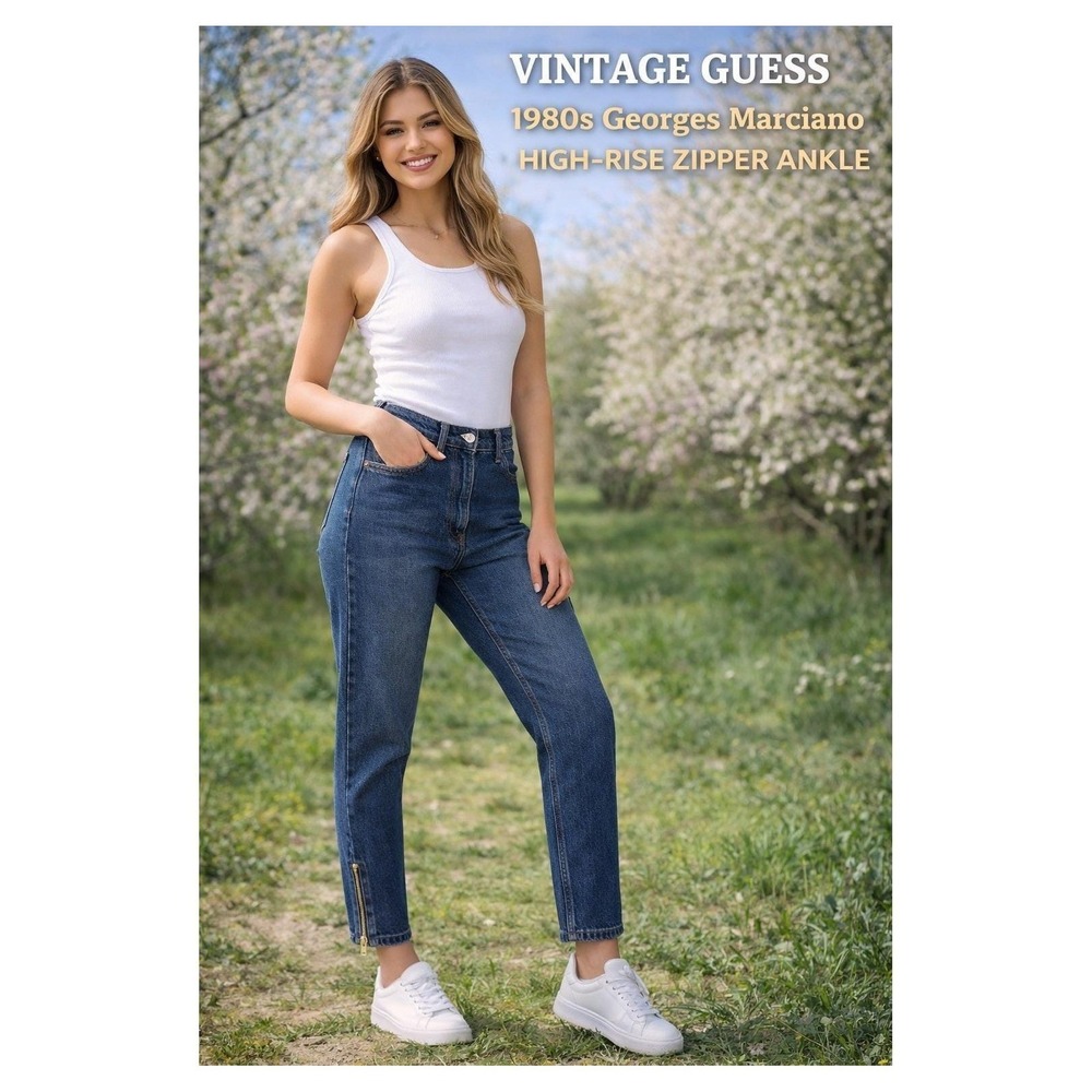 Vintage Guess USA 80s Georges Marciano High Rise Zipper Ankle Tapered Jeans 29